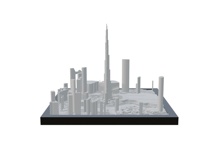 Dubai - Downtown, framed 3D-printed cityscape by Mini City Prints