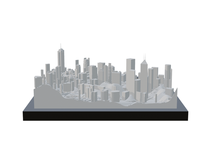 Hong Kong, framed 3D-printed cityscape by Mini City Prints