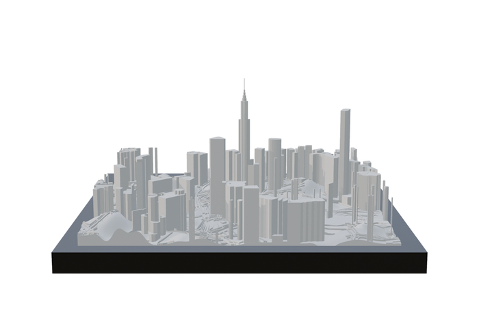 Kuala Lumpur, framed 3D-printed cityscape by Mini City Prints