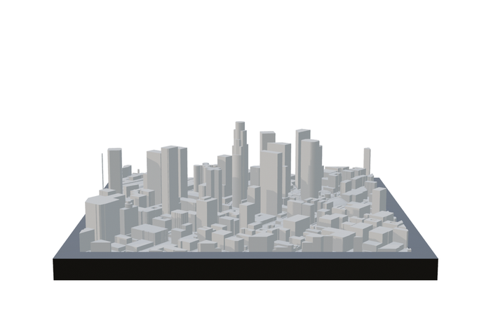 Los Angeles, framed 3D-printed cityscape by Mini City Prints