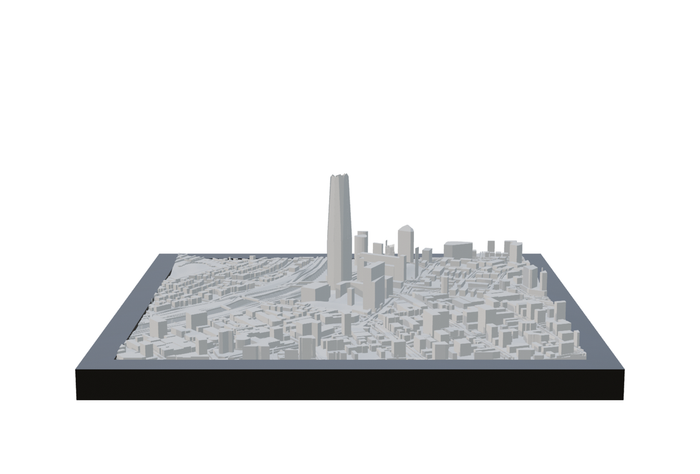Santiago, framed 3D-printed cityscape by Mini City Prints
