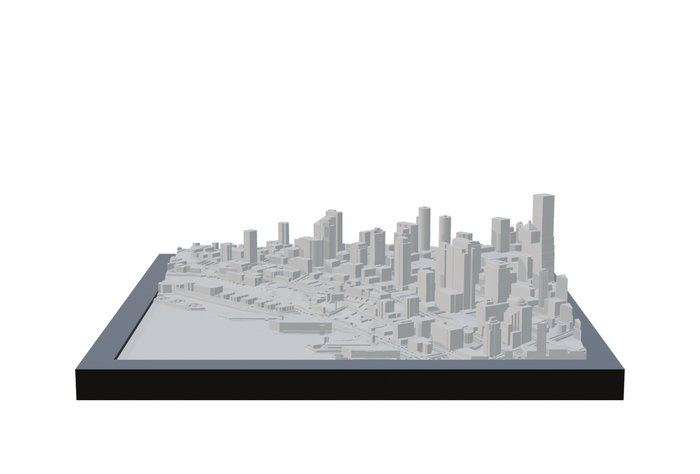 Seattle, framed 3D-printed cityscape by Mini City Prints