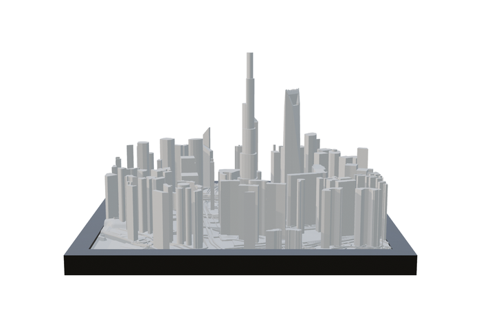 Shanghai, framed 3D-printed cityscape by Mini City Prints