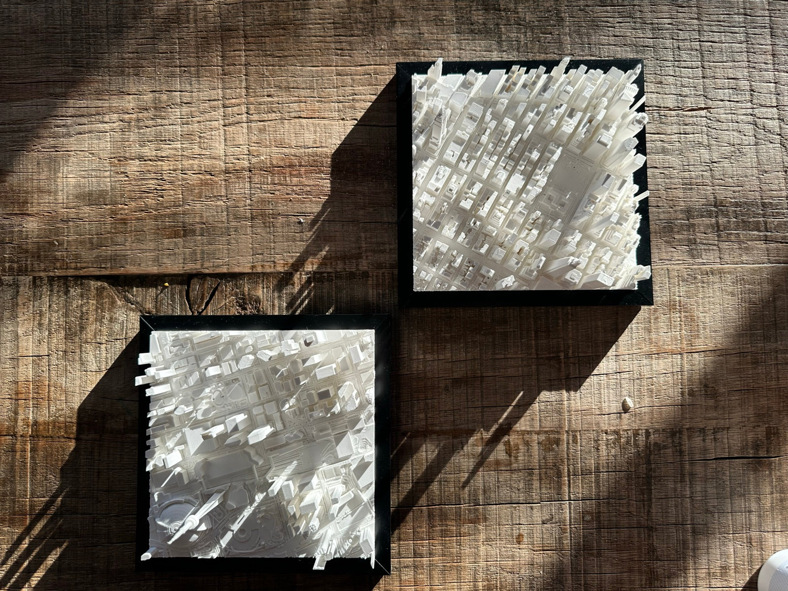 A Mini City Prints framed cityscape on display