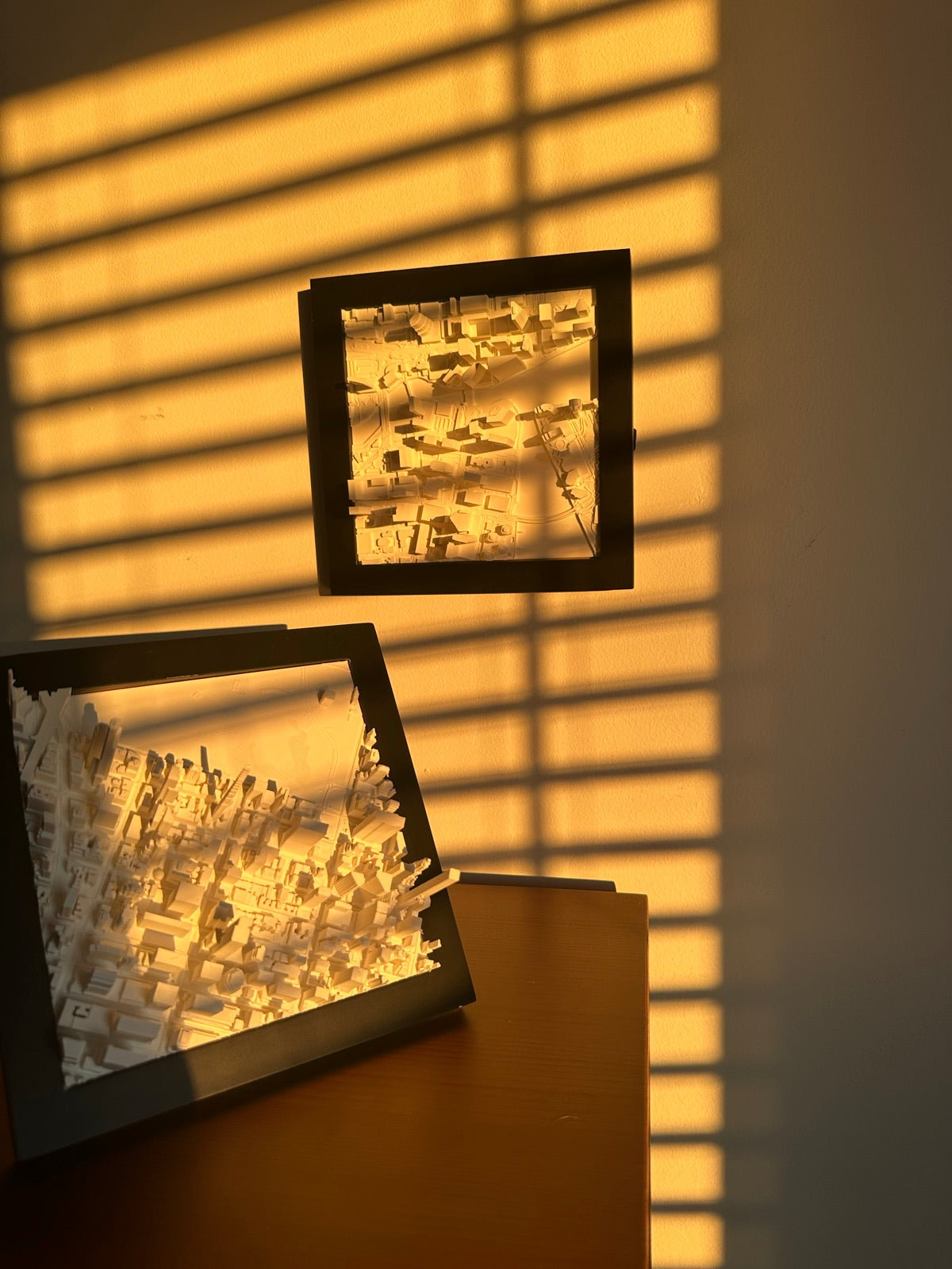 A Mini City Prints framed cityscape in a home