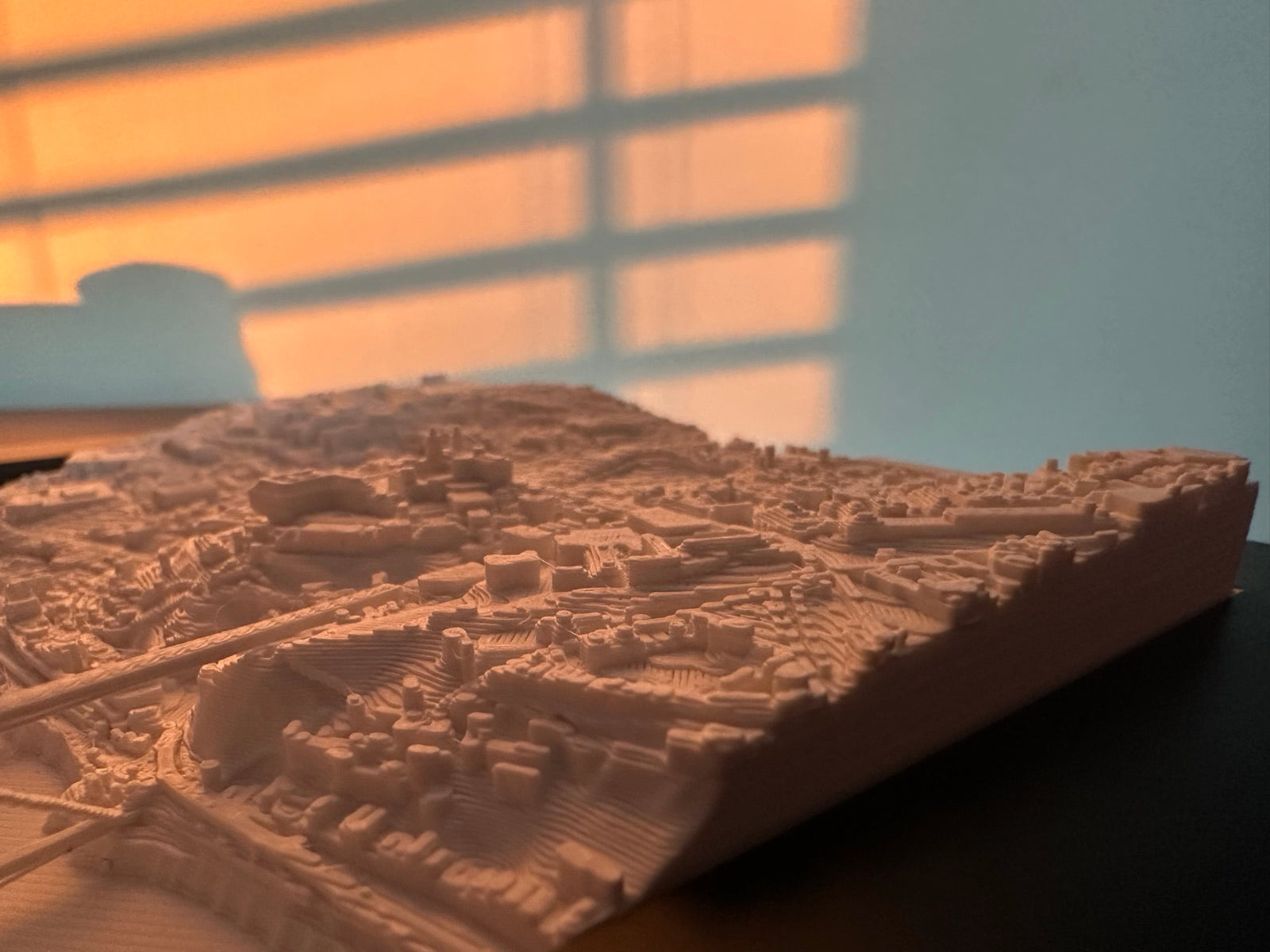 A Mini City Prints framed cityscape close up